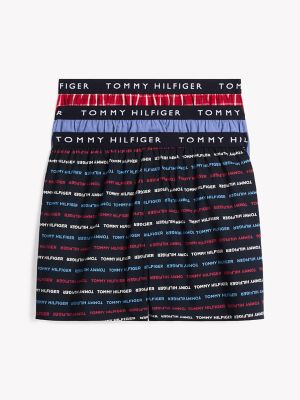 Tommy Logo Woven Boxer 3-Pack, Thorn