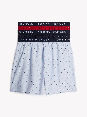 Tommy Logo Woven Boxer 3-Pack, Light Chambray