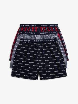 Tommy Logo Woven Boxer 3-Pack, Pacific Blue