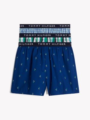 Tommy Logo Woven Boxer 3-Pack, Reed