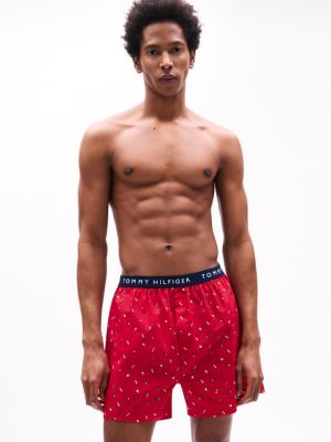 Tommy Logo Woven Boxer 3-Pack, Rouge