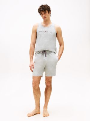 Hilfiger Logo Drawstring Sleep Short, Grey Heather