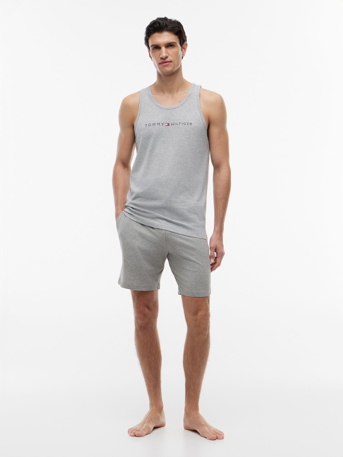 Hilfiger Logo Pull-On Sleep Short — Grey Heather