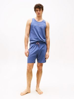 Tommy Hilfiger Men's Hilfiger Logo Pull-On Sleep Short - Vintage Blue - S