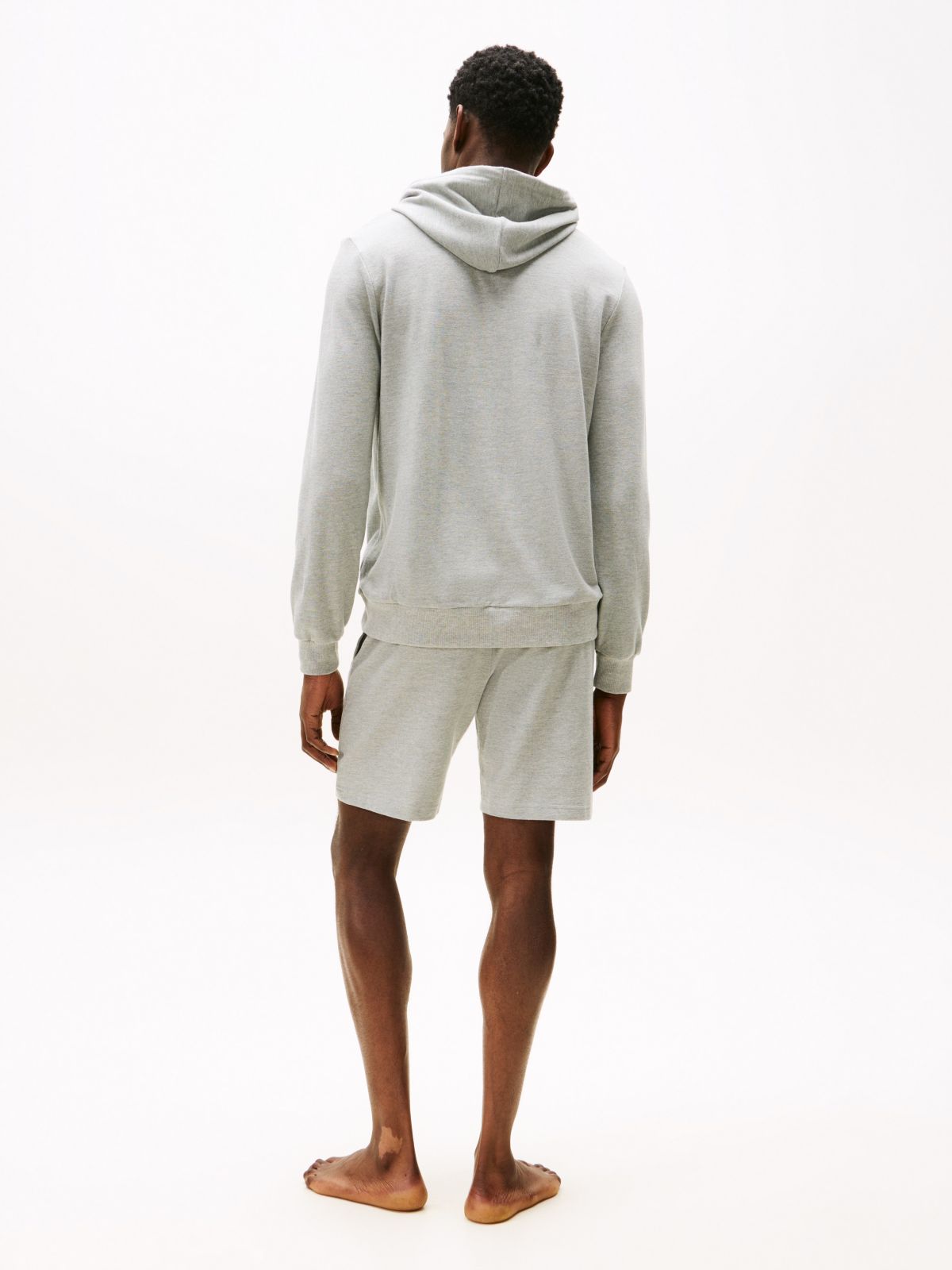 Hilfiger Logo Pique Sleep Hoodie — Grey Heather