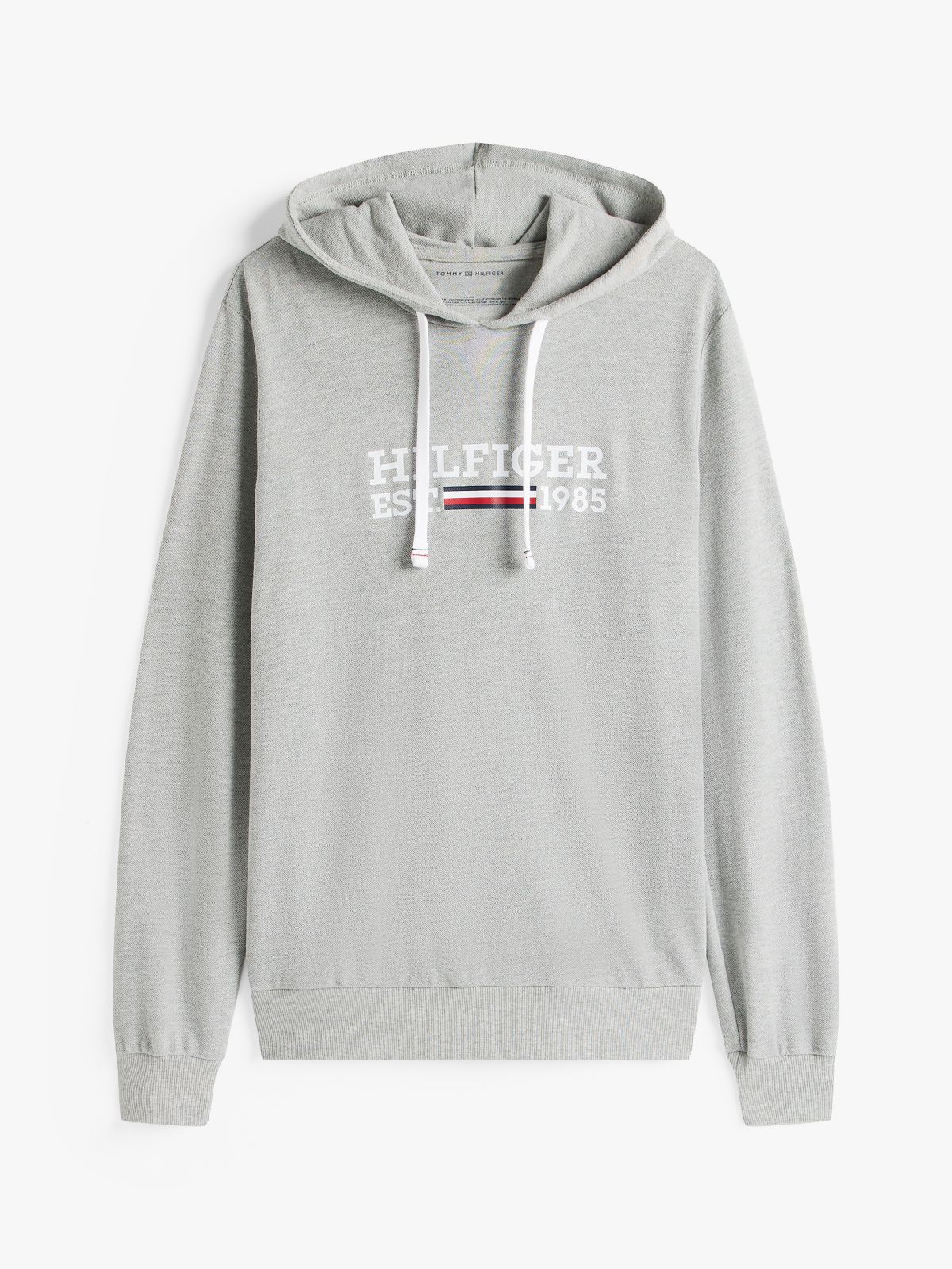 Hilfiger Logo Pique Sleep Hoodie — Grey Heather