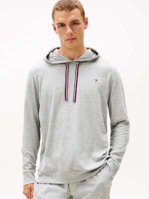 Sueded Cotton Jersey Lounge Hoodie, Grey Heather