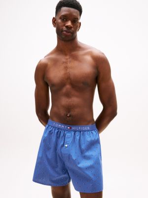 Printed Woven Boxer, Blue Stone