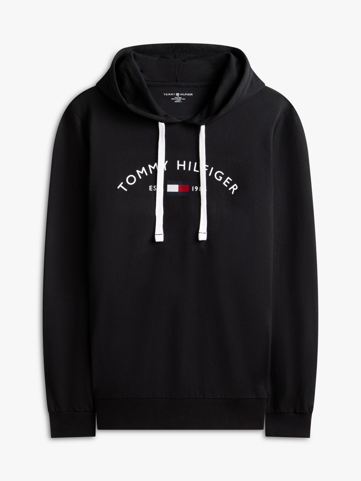Hilfiger Logo Pique Sleep Hoodie — Black