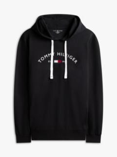 Hilfiger Logo Pique Sleep Hoodie — Black 5