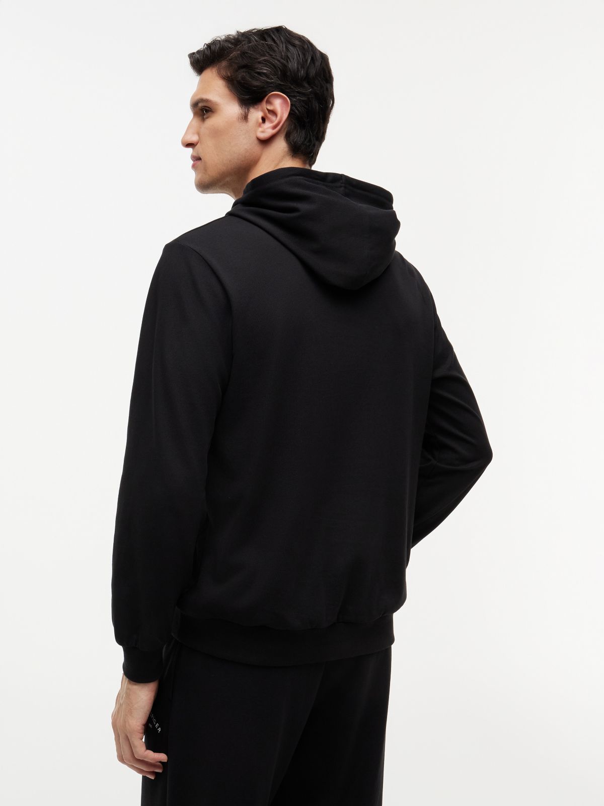 Hilfiger Logo Pique Sleep Hoodie — Black