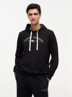 Hilfiger Logo Pique Sleep Hoodie — Black 1