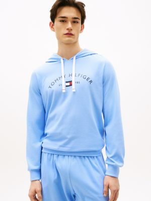 Hilfiger Logo Pique Sleep Hoodie, Sea Spray