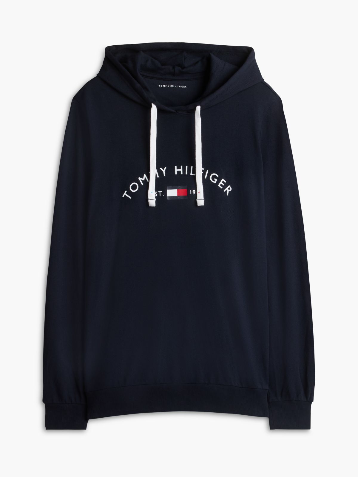 Hilfiger Logo Pique Sleep Hoodie — Navy