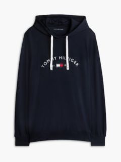 Hilfiger Logo Pique Sleep Hoodie — Navy 5