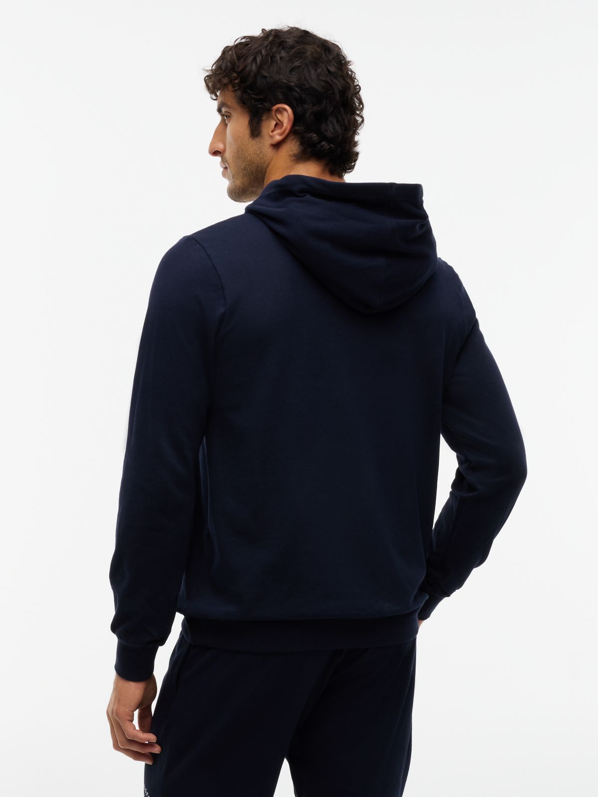 Hilfiger Logo Pique Sleep Hoodie — Navy