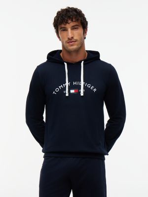 Hilfiger Logo Pique Sleep Hoodie, Navy
