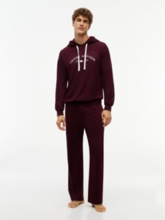 Hilfiger Logo Pique Sleep Hoodie — Burgundy 2