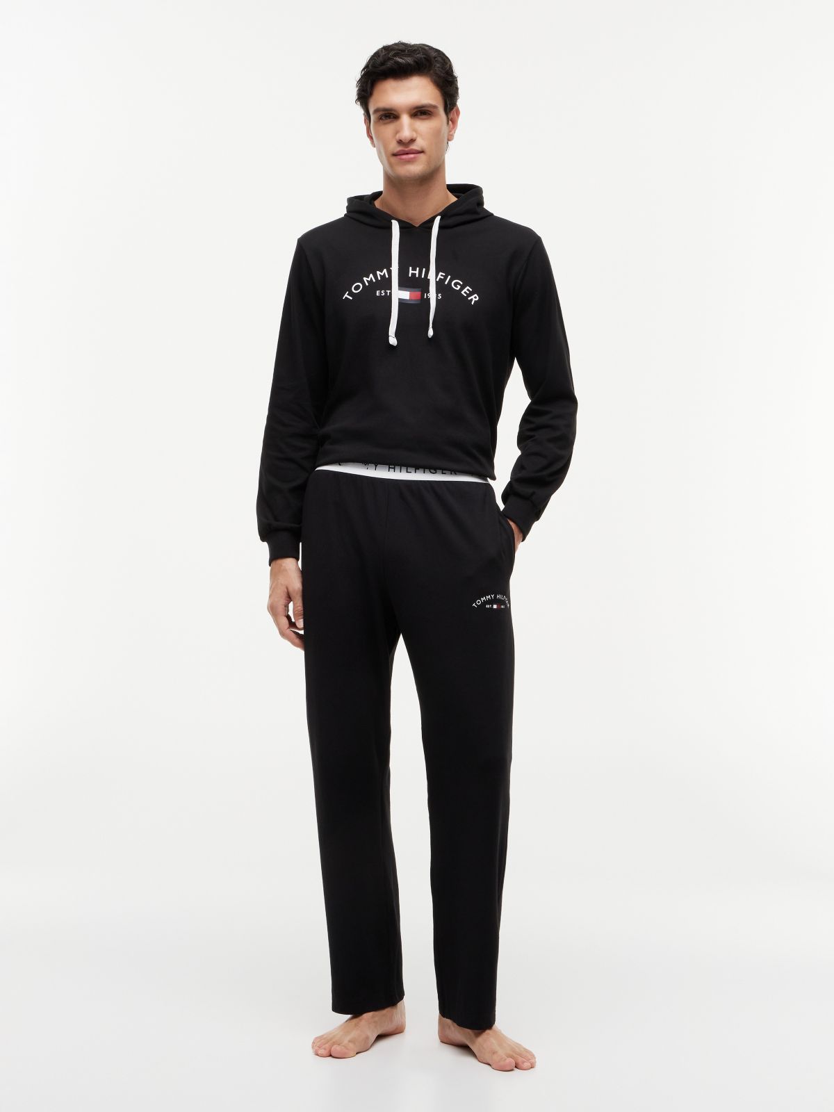 Hilfiger Logo Pique Sleep Pant — Black