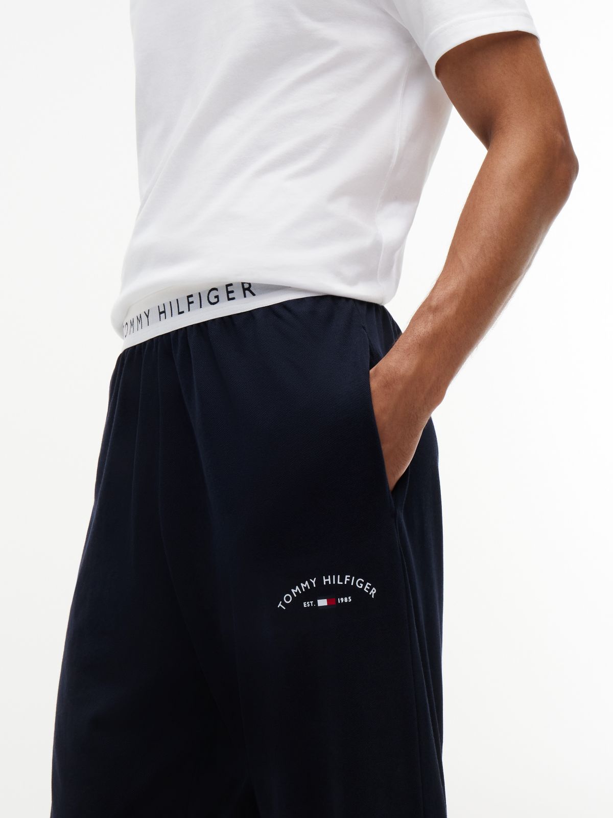Hilfiger Logo Pique Sleep Pant — Navy