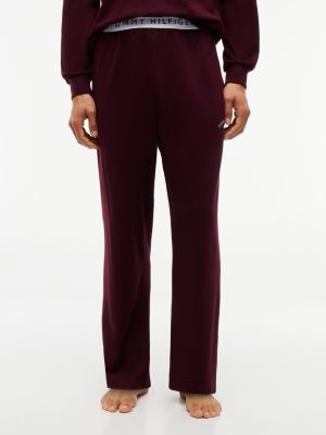 Hilfiger Logo Pique Sleep Pant, Burgundy