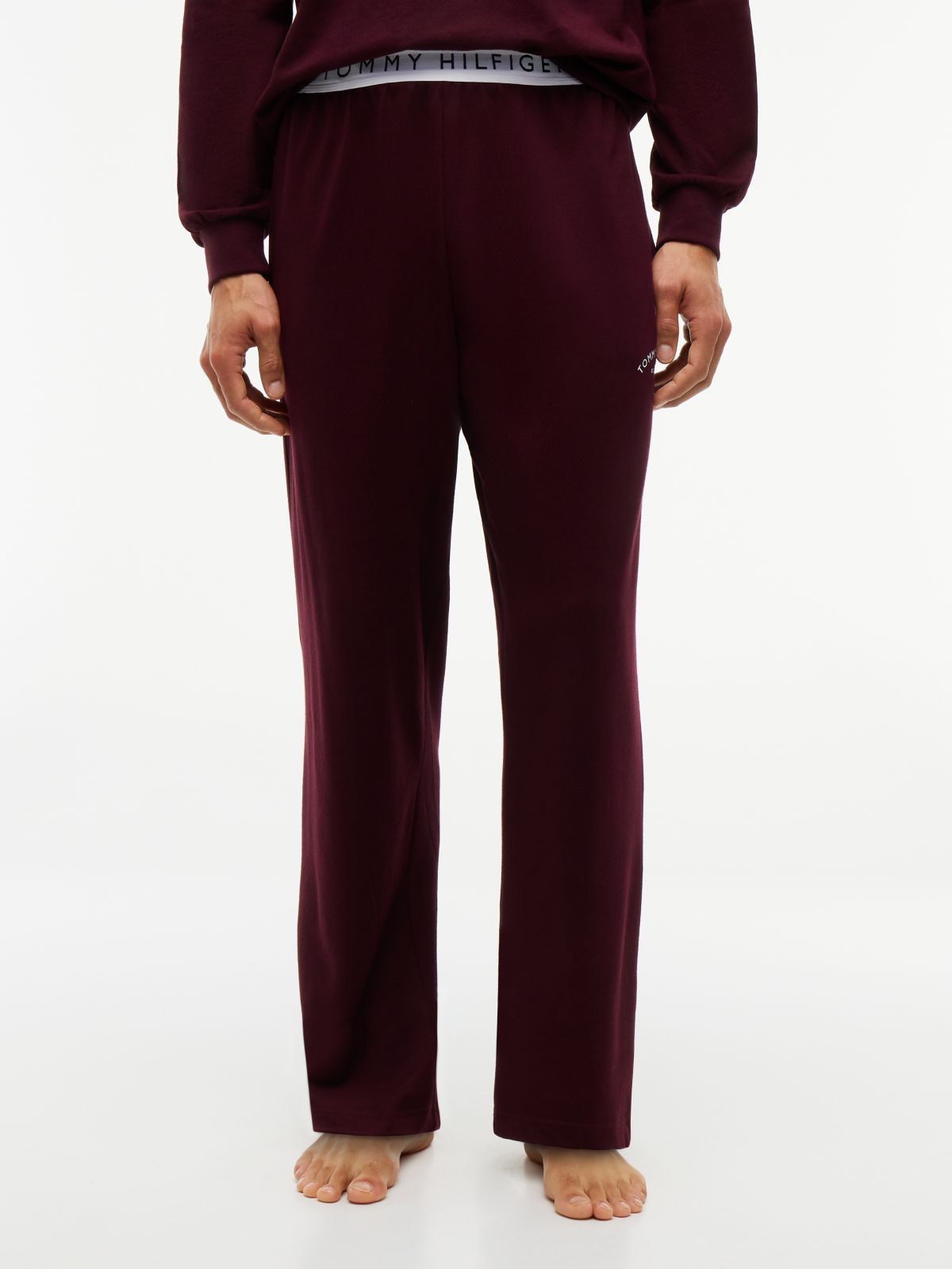 Hilfiger Logo Pique Sleep Pant — Burgundy
