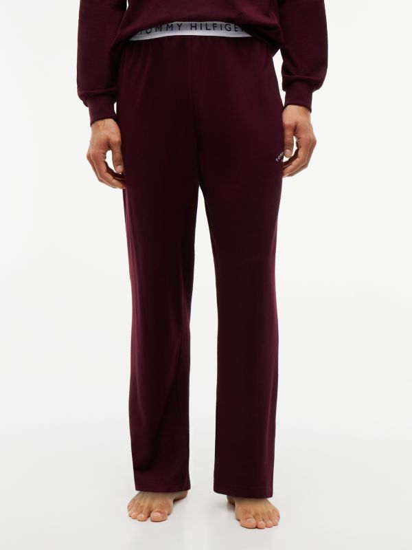 Hilfiger Logo Pique Sleep Pant — Burgundy
