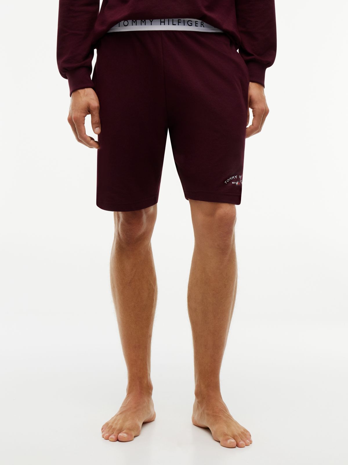 Hilfiger Logo Pique Sleep Short — Burgundy