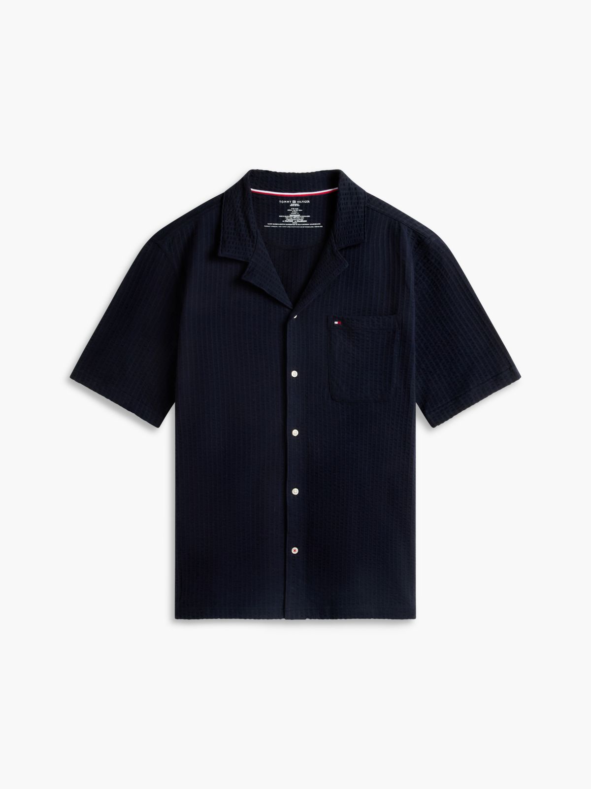 Short-Sleeve Seersucker Sleep Shirt — Navy