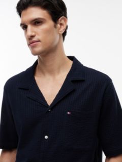 Short-Sleeve Seersucker Sleep Shirt — Navy 3