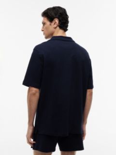 Short-Sleeve Seersucker Sleep Shirt — Navy 4