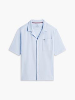 Short-Sleeve Seersucker Sleep Shirt — Blue Wave 5