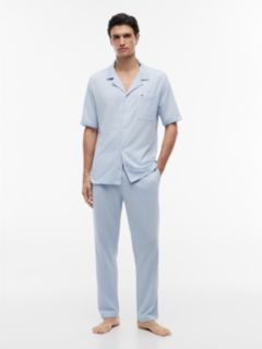 Short-Sleeve Seersucker Sleep Shirt — Blue Wave 2