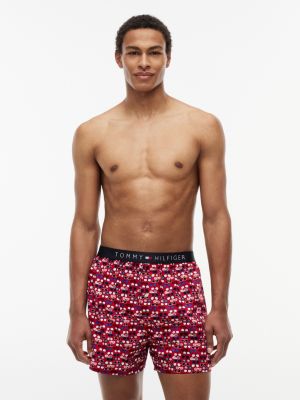 Printed Woven Boxer, Flame Red