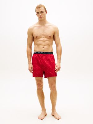 Трусы-боксеры для мужчин, с принтом, тканый, 3 шт. — Tommy Hilfiger, цвет: Синий / Красный — фото 4