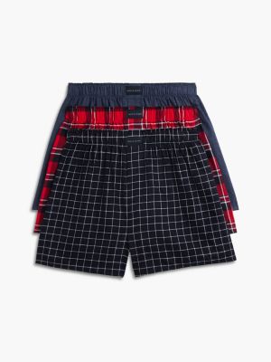 Трусы-боксеры для мужчин, фланель, 3 шт. — Tommy Hilfiger, цвет: Тёмно-синий разноцветный — фото 1