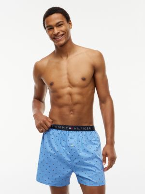Printed Woven Boxer, Blue Mist