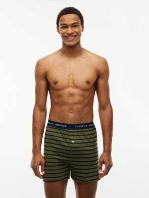 Printed Knit Boxer, Forest Green Stripe
