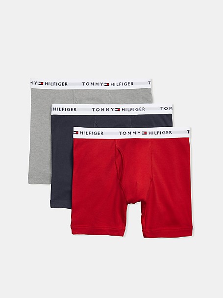 Navy/White Tommy Hilfiger Boys 2 pack Modern Classics Cotton Boxer Trunks 