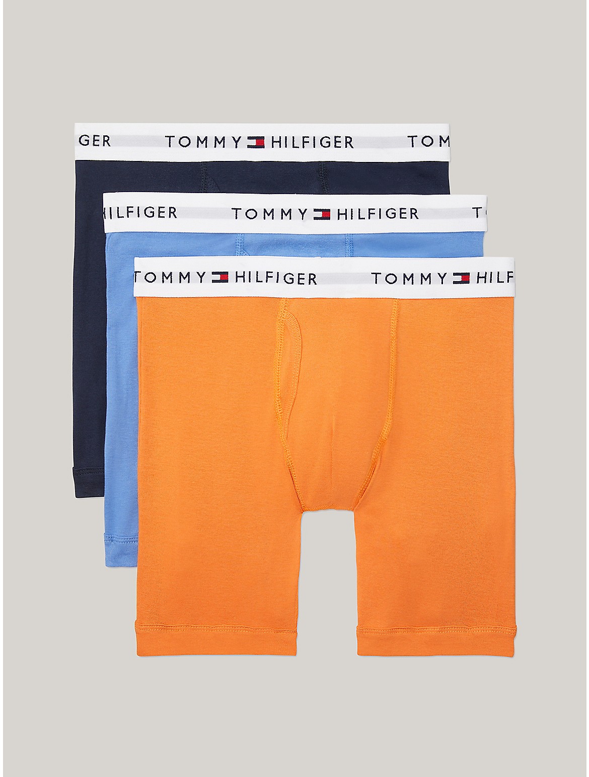 Tommy Hilfiger Cotton Classics Boxer Brief 3pk In Tangerine/light Blue/navy