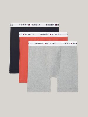 Men's Tommy Hilfiger 3-Pack Micro Rib Boxer Briefs Underwear  (Red-Gray-Black)