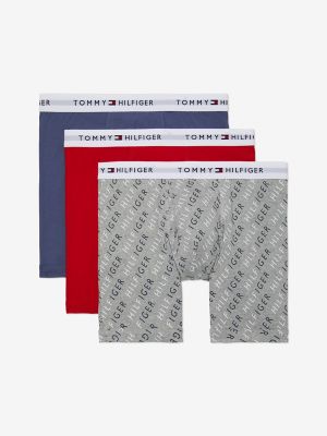 Cotton Classics Boxer Brief 3-Pack, Grey / Red / Blue