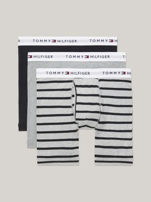 Tommy Hilfiger Men's 3 Pack Cotton Classics Boxer Briefs, Grey \ Black,M -  US