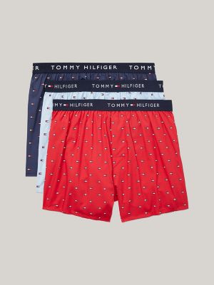 Tommy Hilfiger Men's Slim Fit Woven Boxers 3 Pack, Red,XL - US