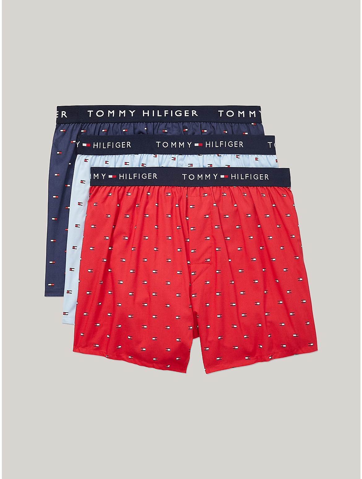 Tommy Hilfiger Cotton Classics Slim Fit Woven Boxer 3pk In Medium Red