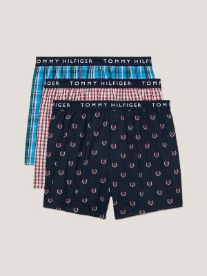 Tommy Hilfiger Men's Underwear Slim Fit Woven Boxer, Ice, Medium