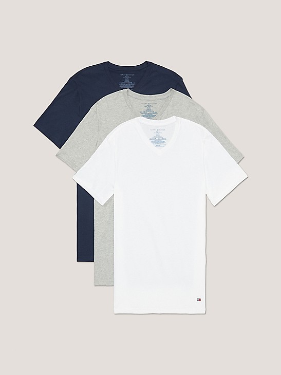 Tommy Hilfiger Mens Undershirts 3 Pack Cotton Classics V-Neck T-Shirt