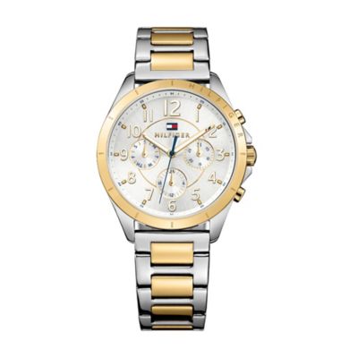 tommy hilfiger white and gold watch