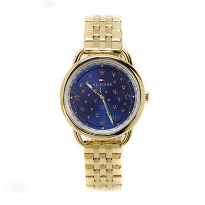 tommy hilfiger blue and gold watch