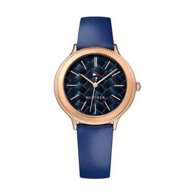 Navy Leather Watch | Tommy Hilfiger